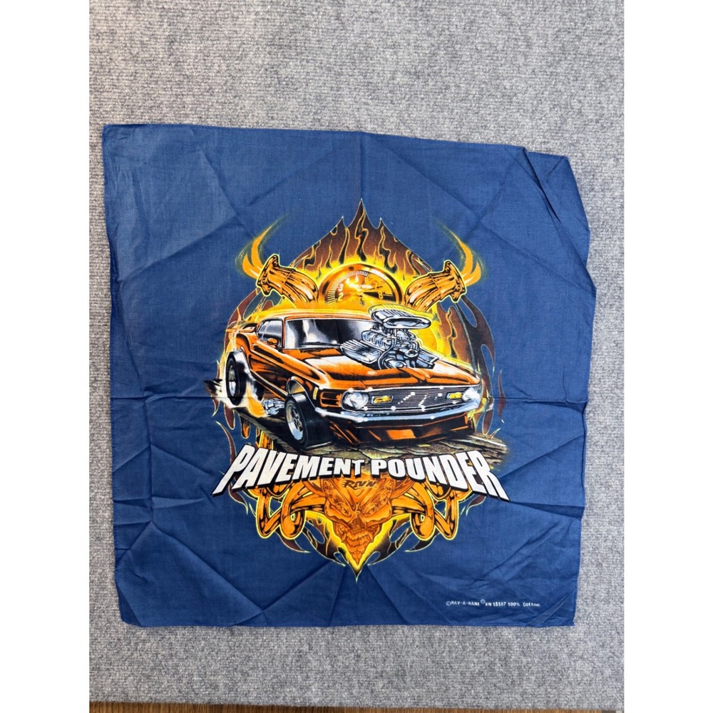 Hav-A-Hank Pavement Pounder Bandana Navy Blue Cotton Hot Rod Racing Biker Scarf